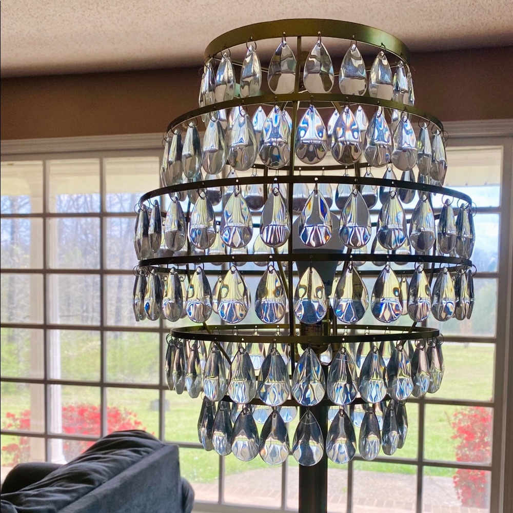Gold crystal floor lamp